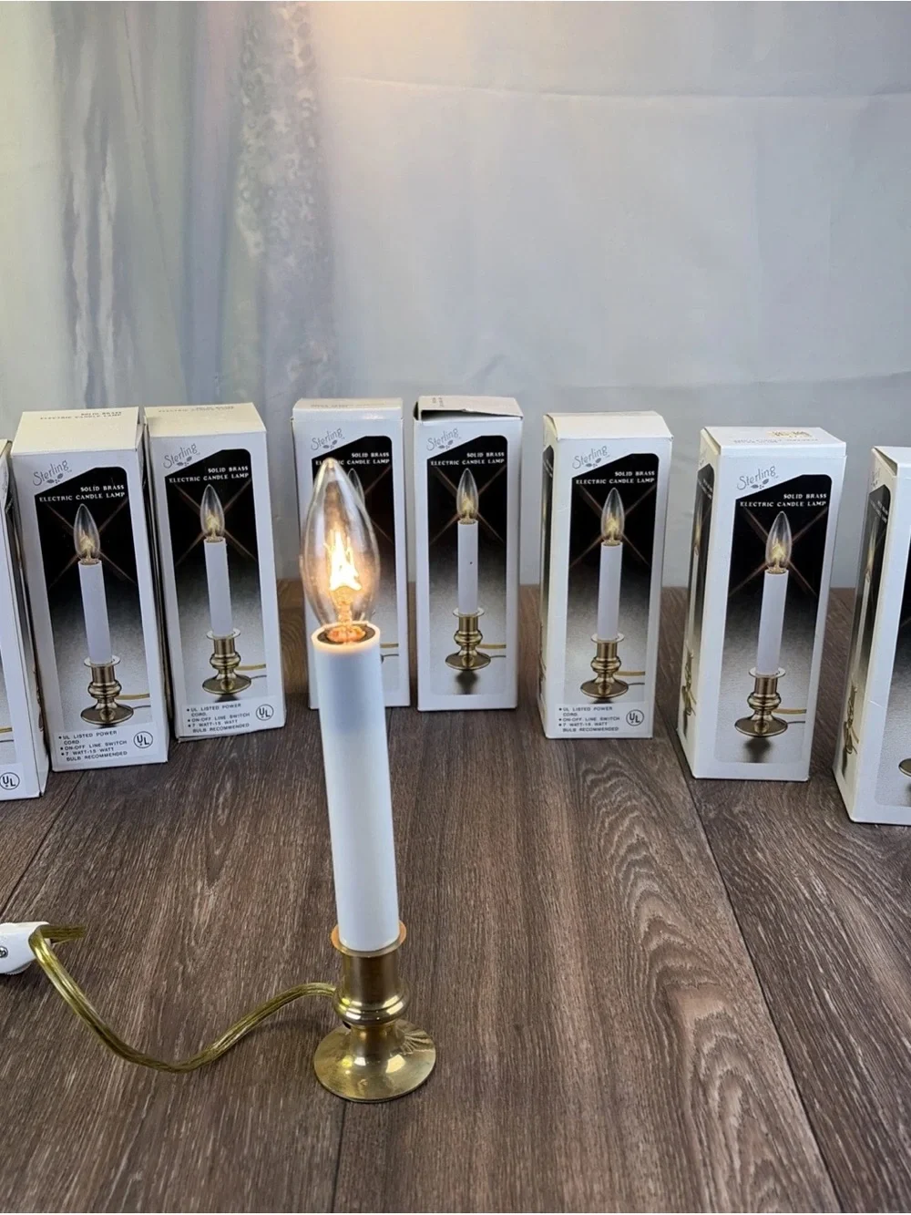 Lot of 8 VTG Sterling Solid Brass Electric Candlestick Lamp Light Indoor